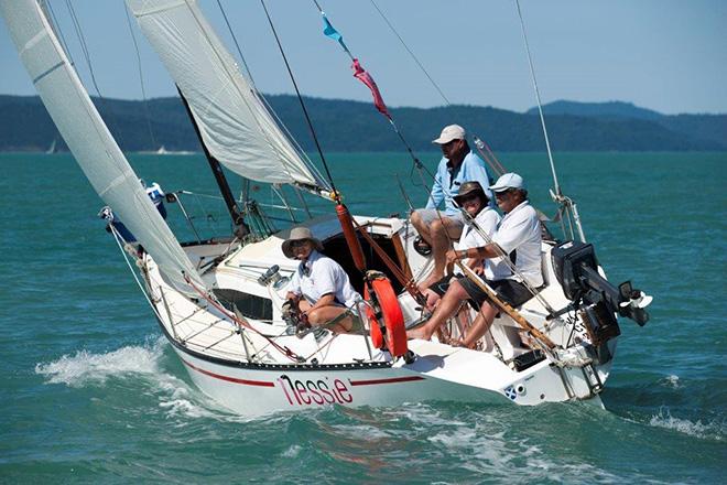 William McMillan’s eight-metre long sloop, Nessie, will be back for a record 16th Audi Hamilton Island Race Week this year. The owner tows the small yacht 3000 kilometres from northern NSW to the Whitsundays and back just to compete. © Andrea Francolini